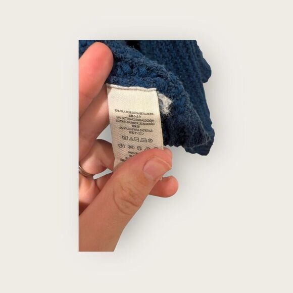 Free People Silk Fringe Trim Cardigan Sweater Sapphire Size XS - Picture 5 of 5